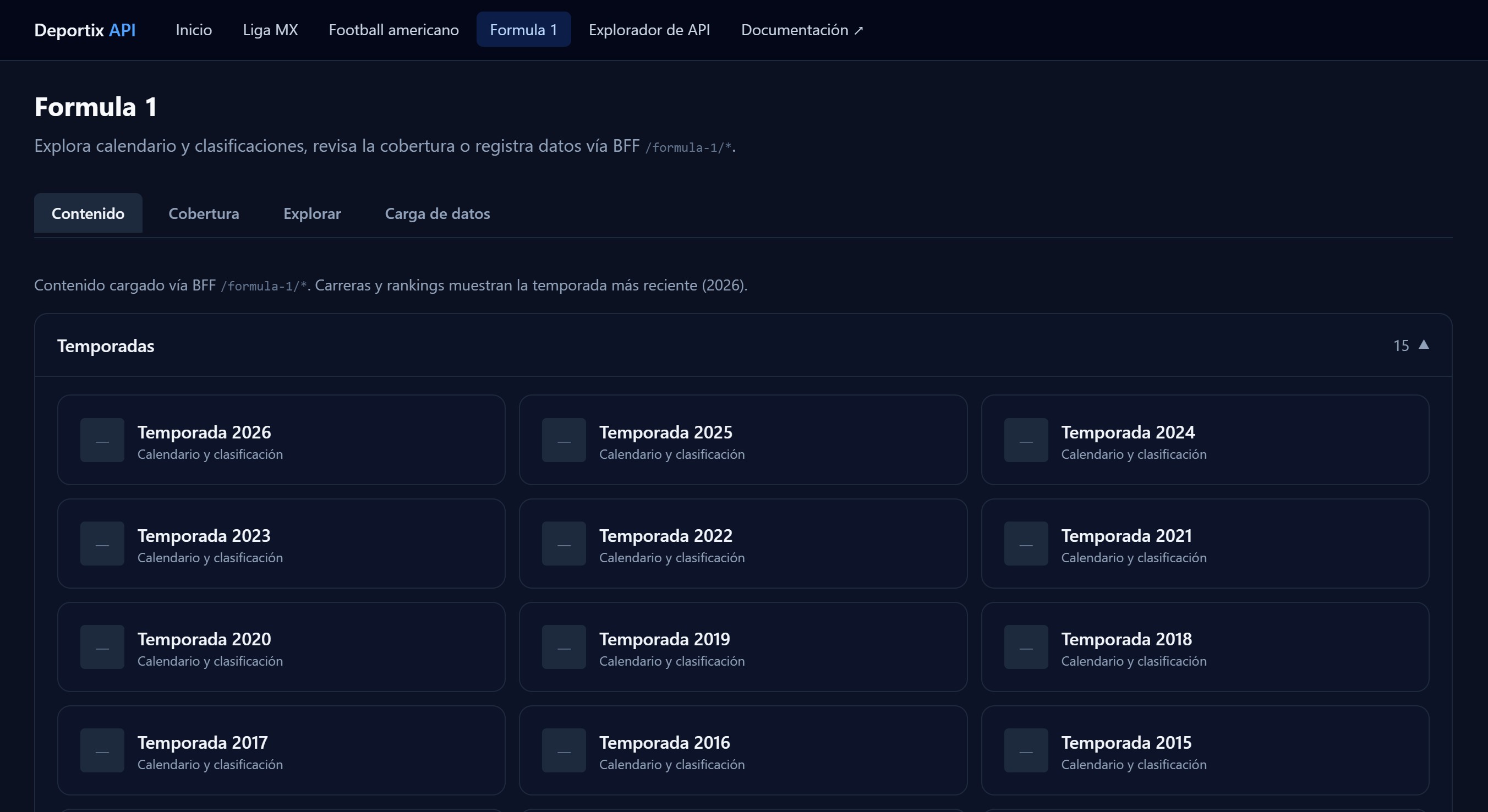 DeportiX API Fórmula 1